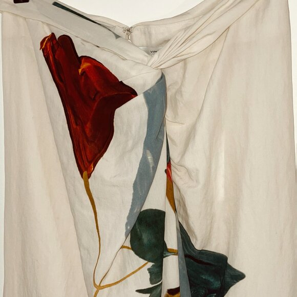 Last Chance! New Vince Tencel Abstract Painted Knot Midi Skirt Cream M $395 - Picture 4 of 8